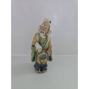 Antique Chinese Shiwan Glazed Pottery Mudman Figurine 5 In